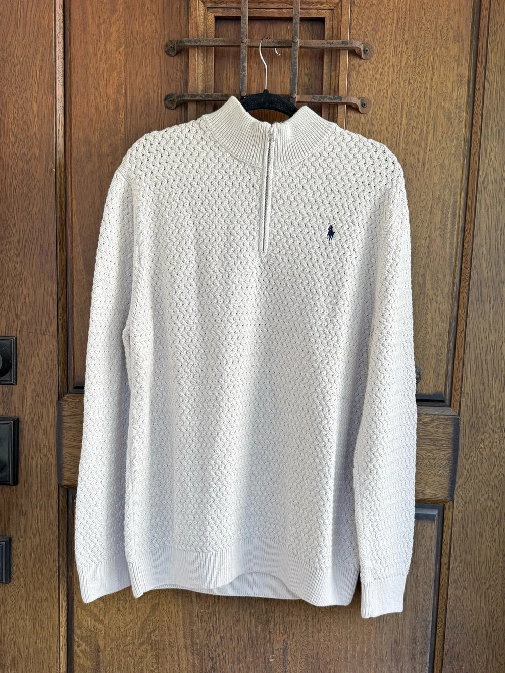 Polo by Ralph Lauren Men’s Grayish White Half-Zip Textured Knit Sweater Size XL